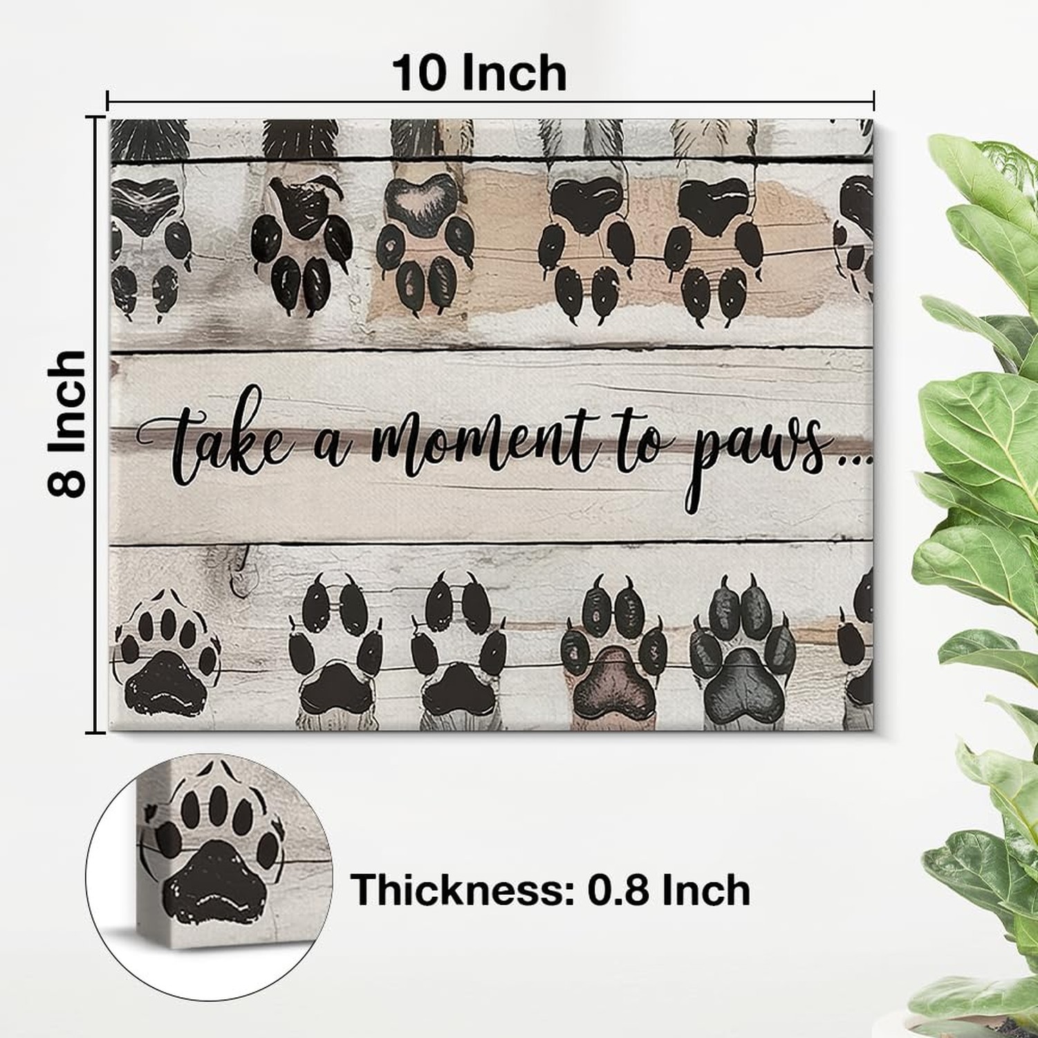 Dog Paw Canvas Wall Art Take a Moment to Paws Print Poster Framed Painting fo…