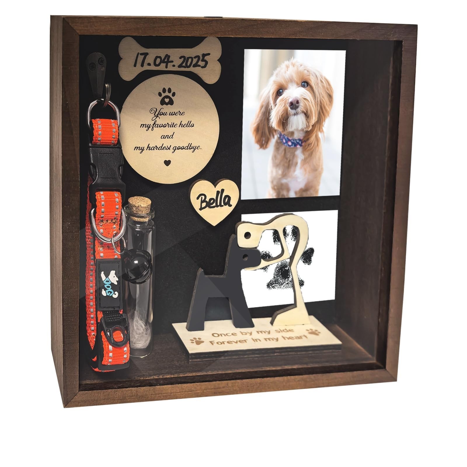 8.6” Pet Memorial Shadow Box for Dogs, Dog Memorial Picture Frame Loss Pet S…