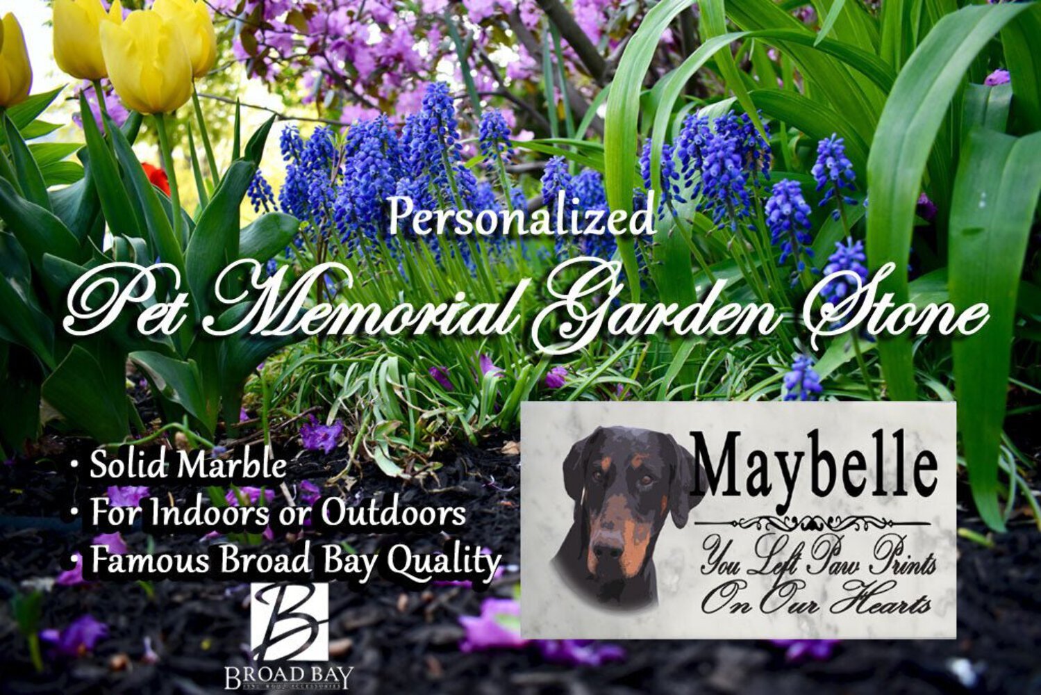 Doberman Memorial Stone Floppy Ear Dobie Dog Grave Marker