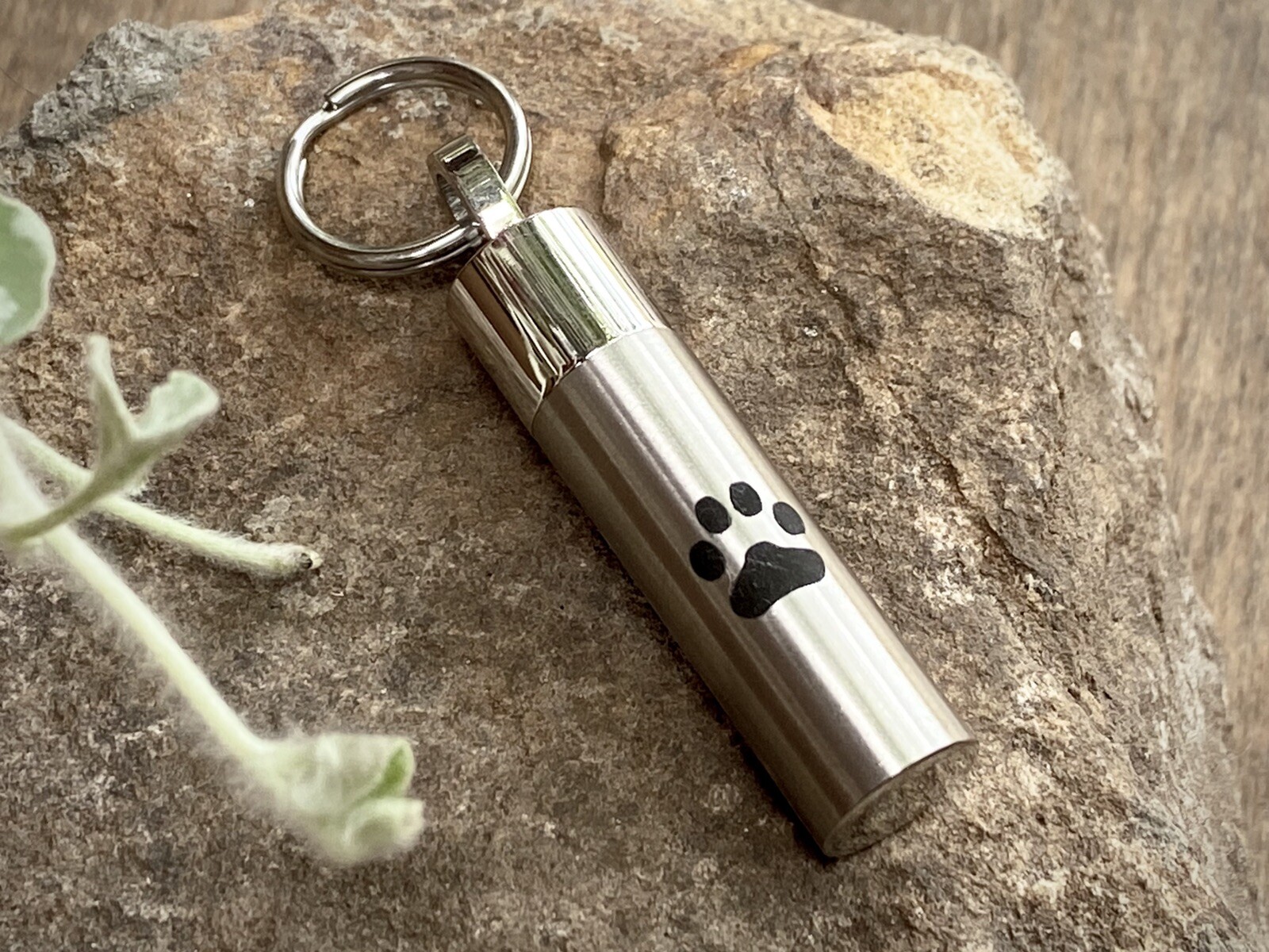 Mens Cremation Pendant Urn Keychain 1″ Key Ring for Ashes Pet Dog Cat Paw Print