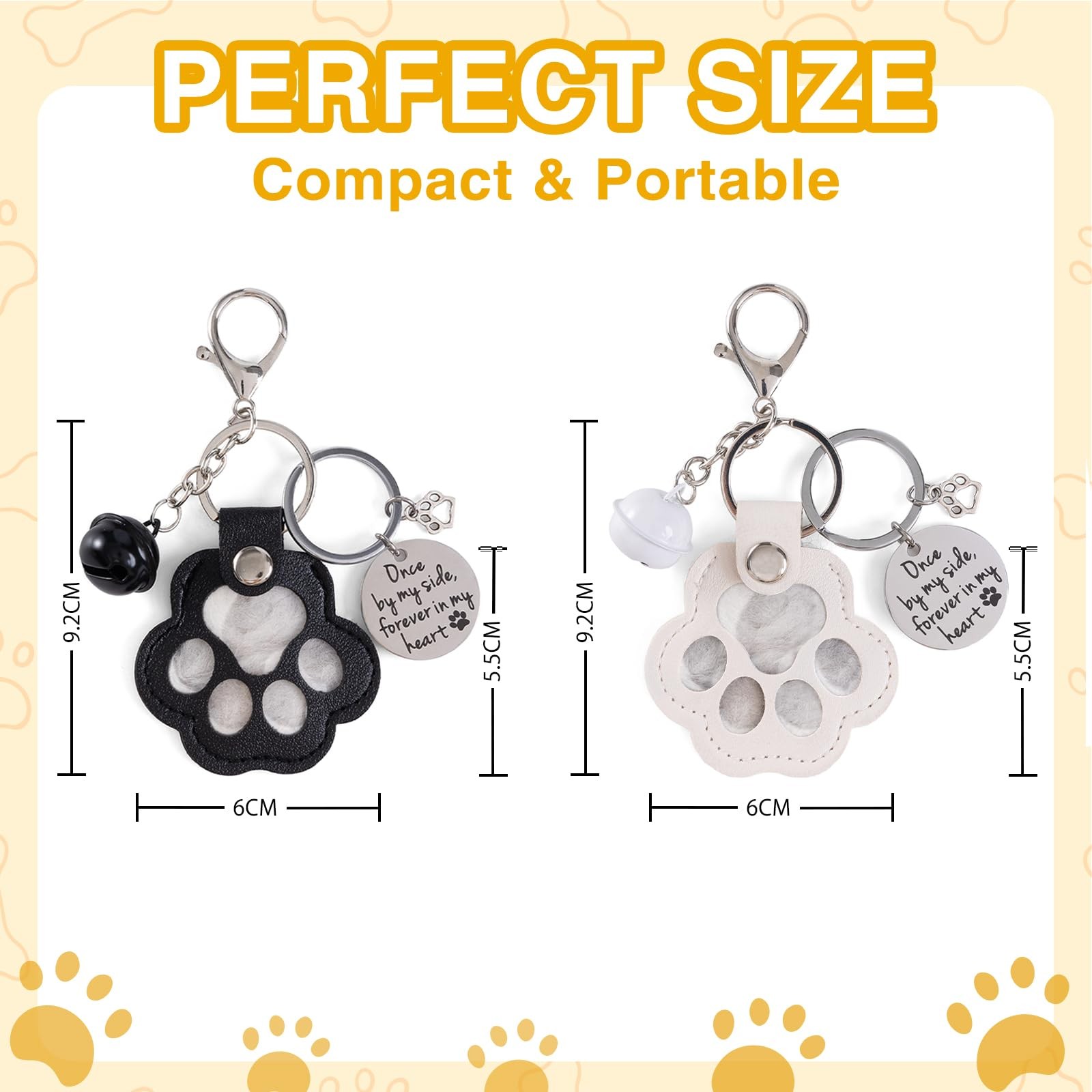 4Pcs Leather Dog Memorial Keychain: Pet Paw Print Fur Keepsake – Cute Dog Cat…