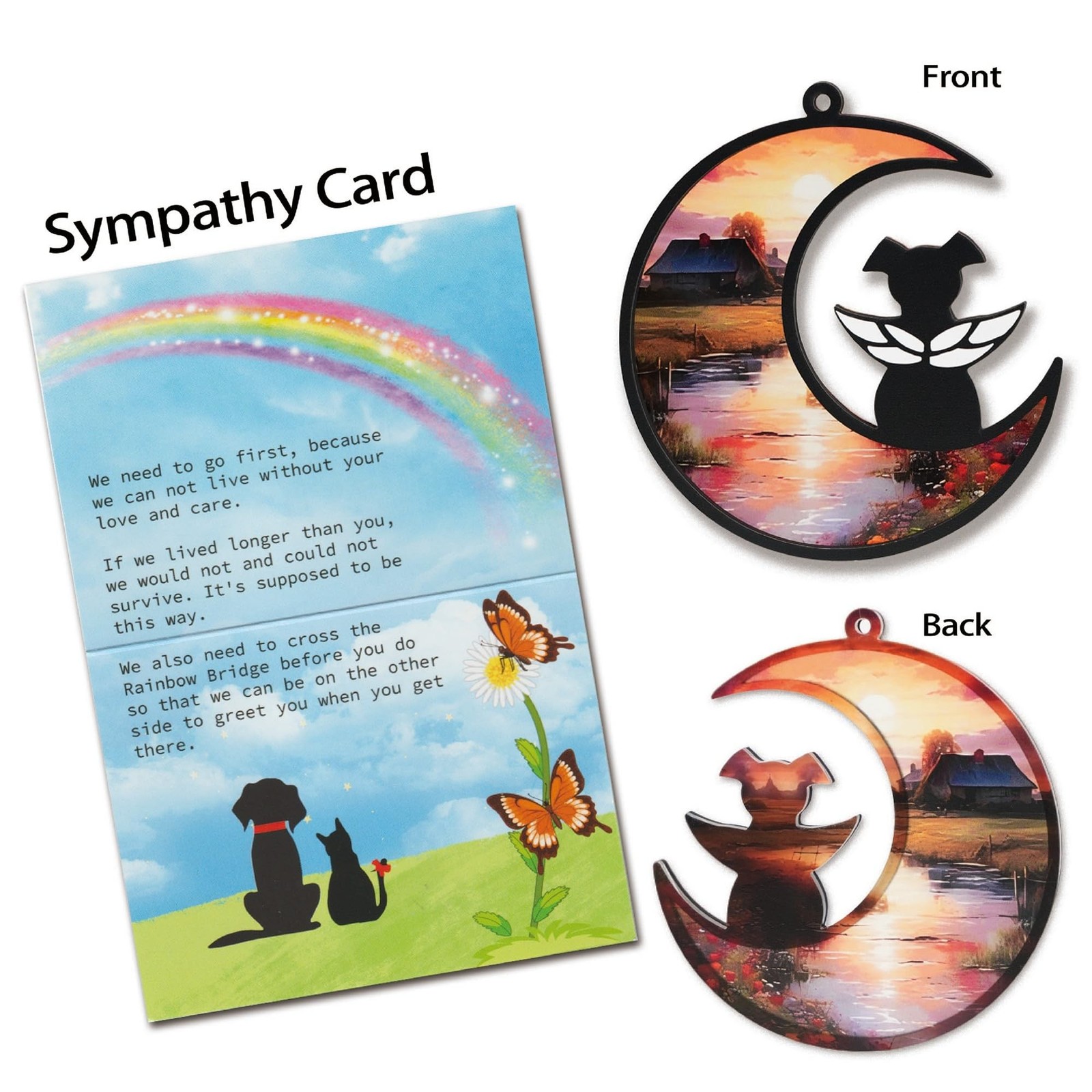 DIY Angel Dog Memorial Suncatcher with Sympathy Card, Engraved Pet Memorial O…
