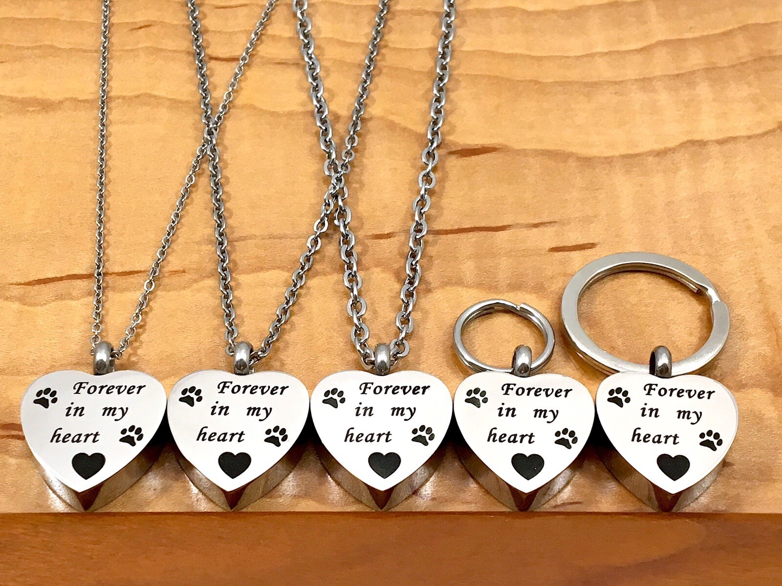 Pet Cremation Pendant Urn Keychain 1″ Key Ring Dog Cat Ashes Forever in My Heart