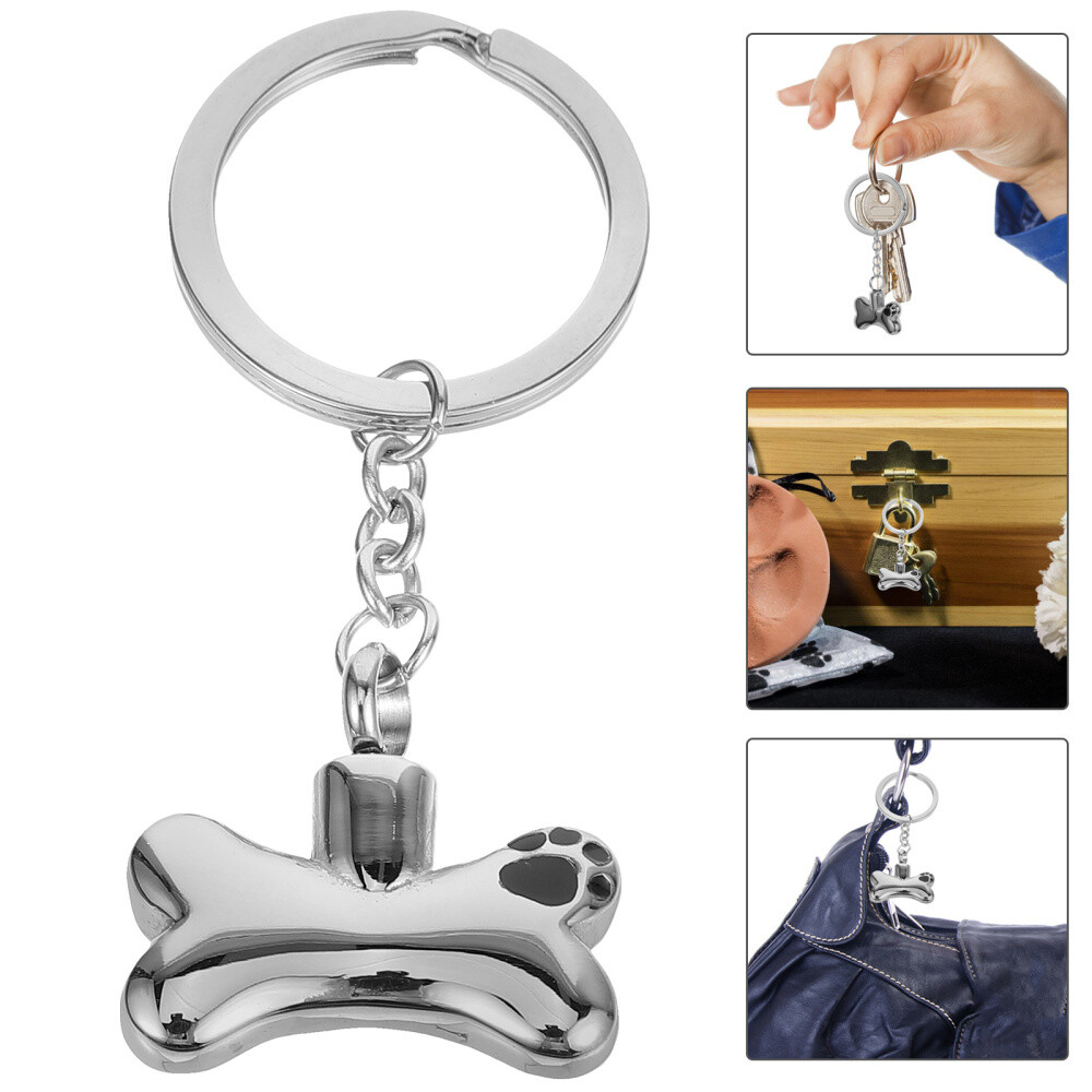 1PC Urn Memorial Pendant Keychain Ash Keepsake Jewelry Bone Shape Pendant