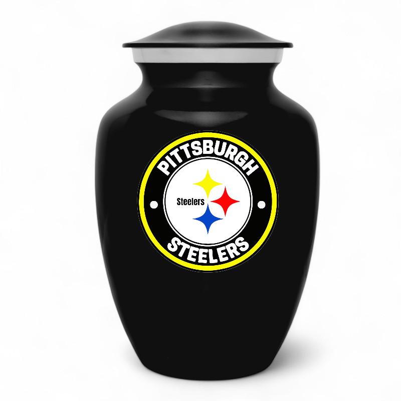 Pittsburgh Steelers Football Theme Cremation Funeral Memorial Ashes Urn with Bag
