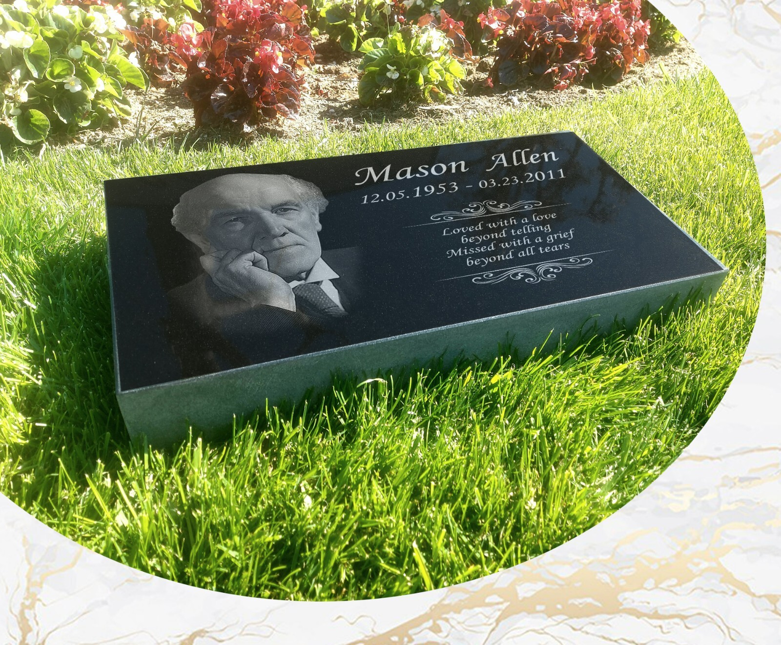 16″х8″х3″ inch Large Pet Headstone  Diamond Engraved on the Grave Marker Granite