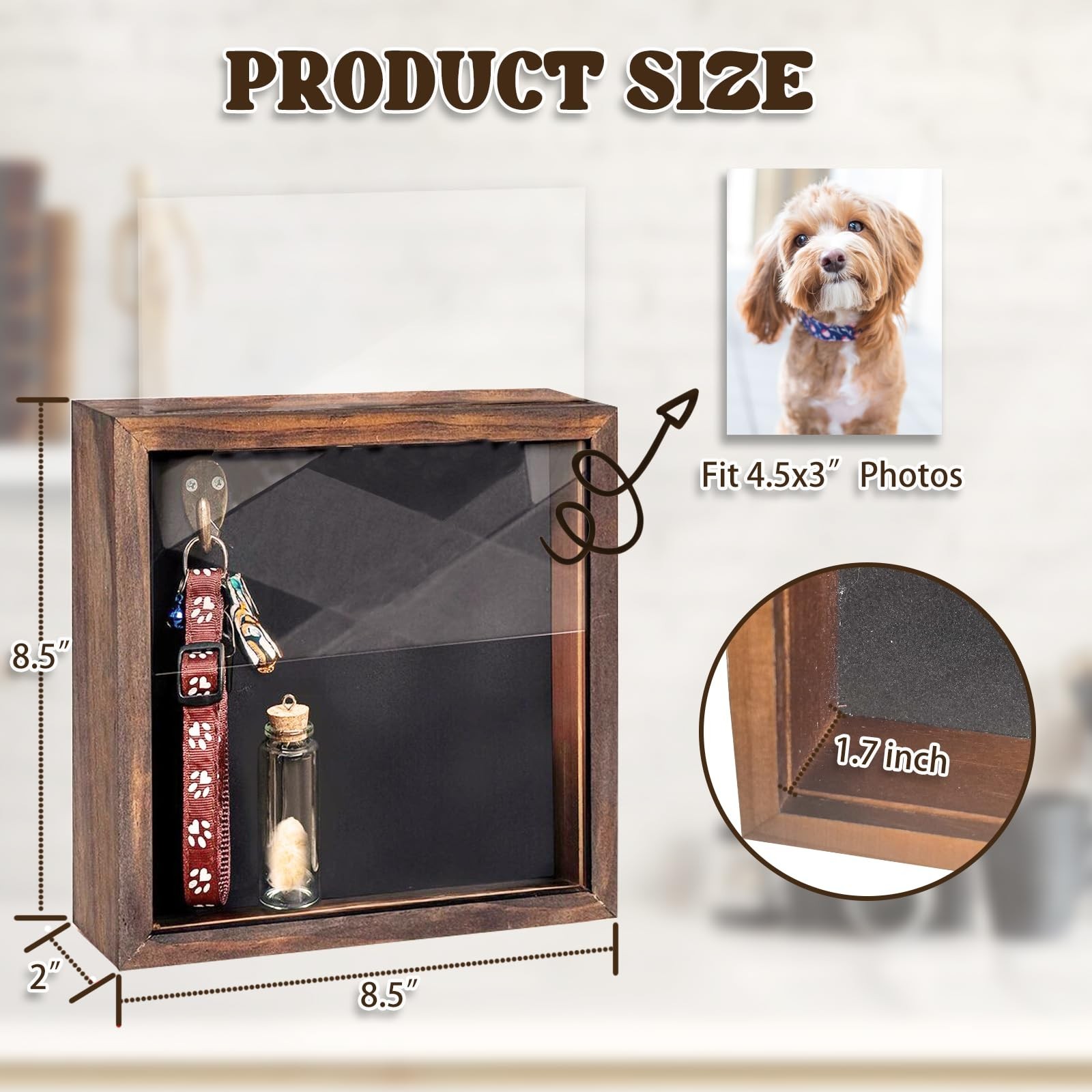 8.6” Pet Memorial Shadow Box for Dogs, Dog Memorial Picture Frame Loss Pet S…