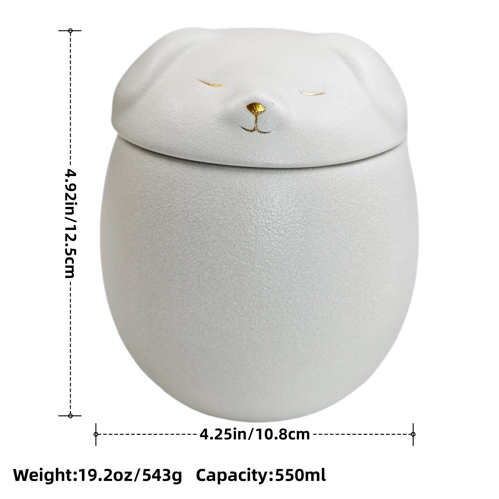 White Smiley Dog Shaped Pet Urn 4.9×4.3 inch for Small Dog And Cat Ashes