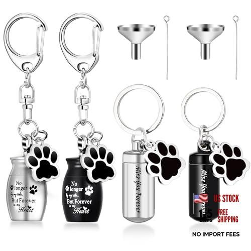 4 Pcs Pet Ashes Keepsake Keychain for Dog Urn with 4 Pcs Filling