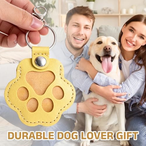 Pet Paw Print Keychain, Leather Pet Fur Storage Hair & Keepsake Pale Purple