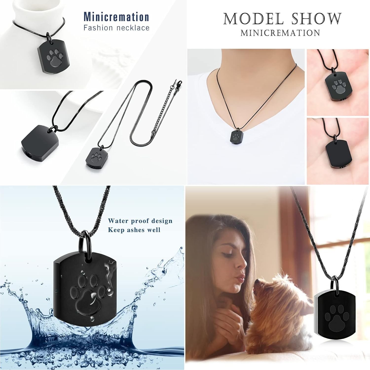Pet Cremation Jewelry Urn Necklace Stainless Steel Keepsake for Ashes