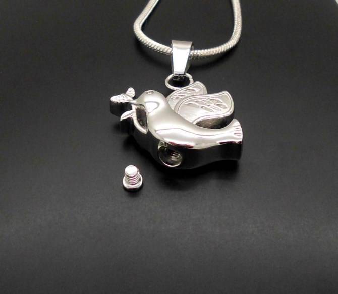 Christian Holy Spirit Peace Dove With Olive Branch Memorial Keepsake Urn Pendant