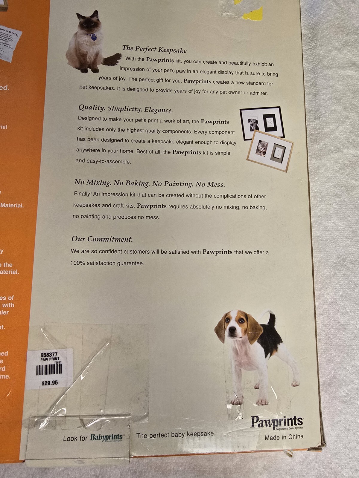 Dog Cat DIY Paw Print Impression Kit Natural Quality Frame 11 x 14 Pet Picture