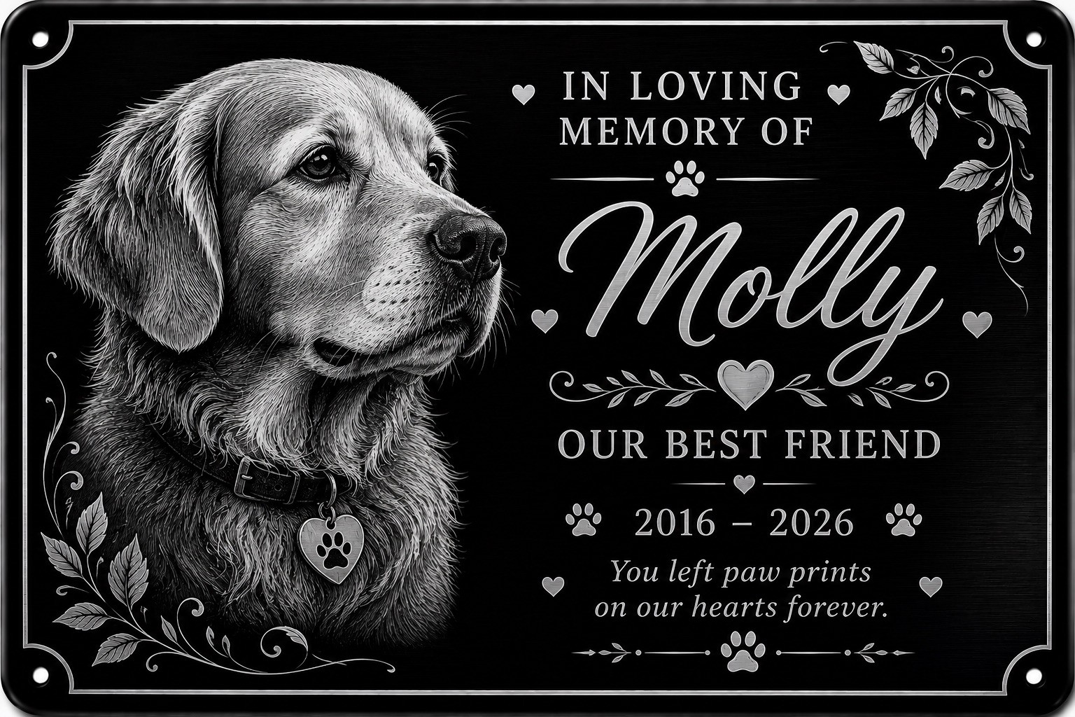 Personalised Pet Memorial Plaque Custom Photo Engraved Aluminium Dog Cat Horse