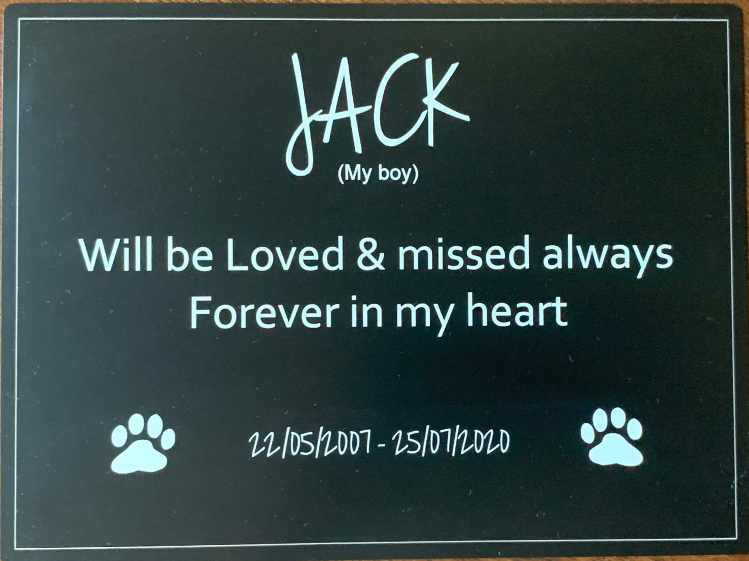 Memorial Plaque 508mm x 305mm (Durablack)