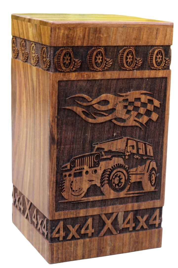 4X4 Off Road Jeep car Army Jeep Life Vehicle Truck Vintage Wheel Wooden Urns Ash