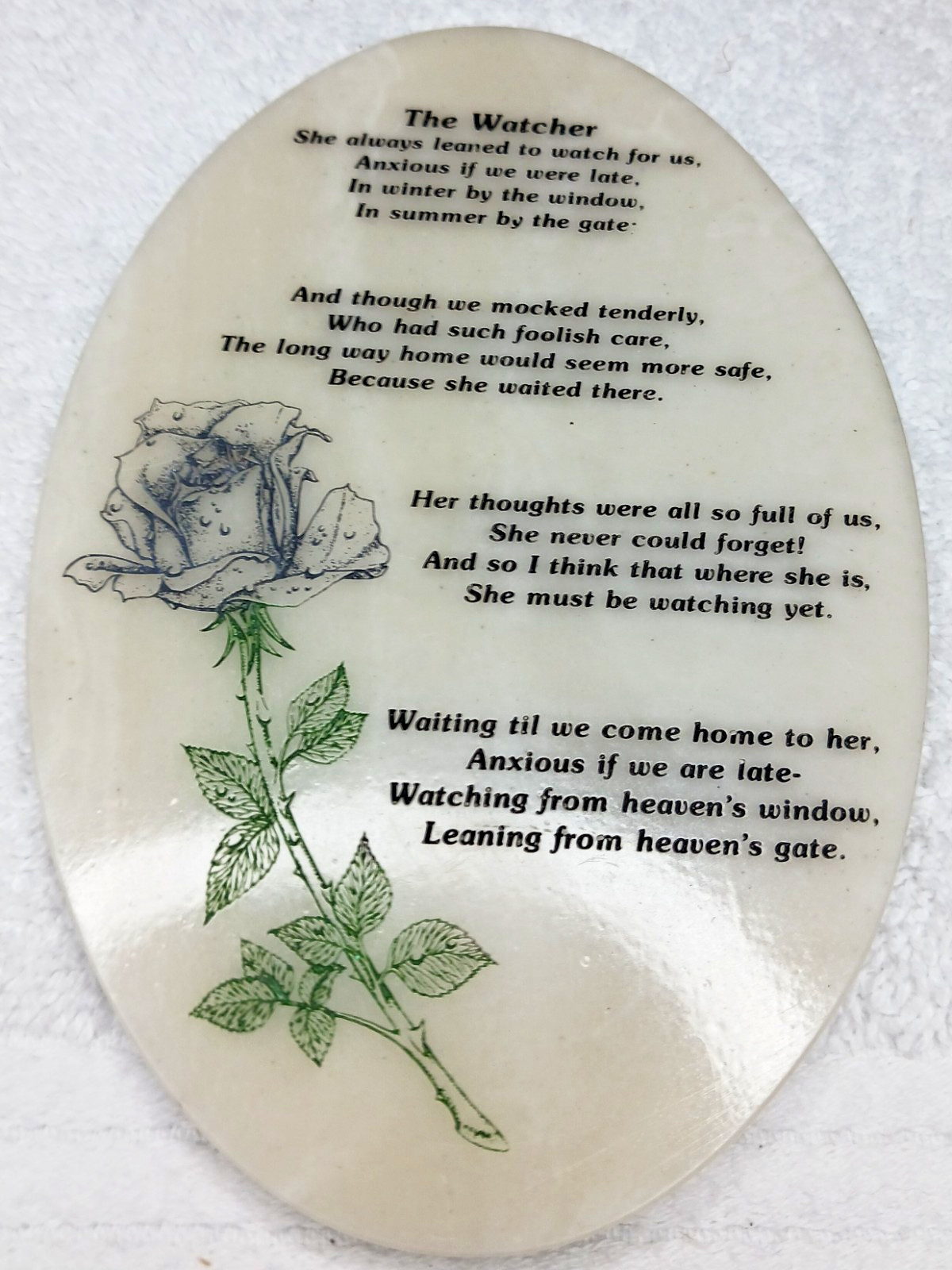 Pet Remembrance Plaque Engraved Stone Black Rose & Poem Handmade 6×4 Oval
