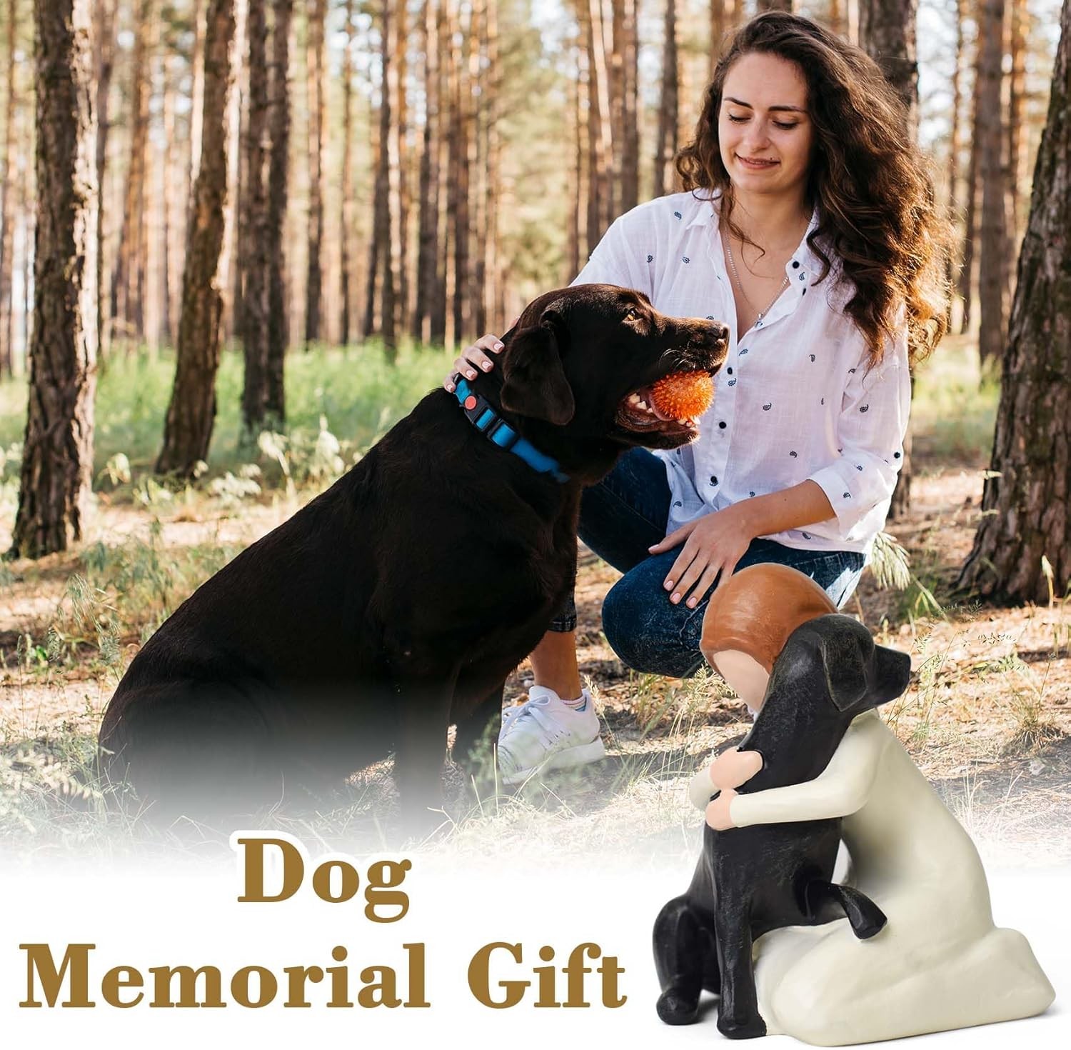 Black Dog Memorial Figurine Resin Labrador Statue Sympathy Gift for Pet Loss