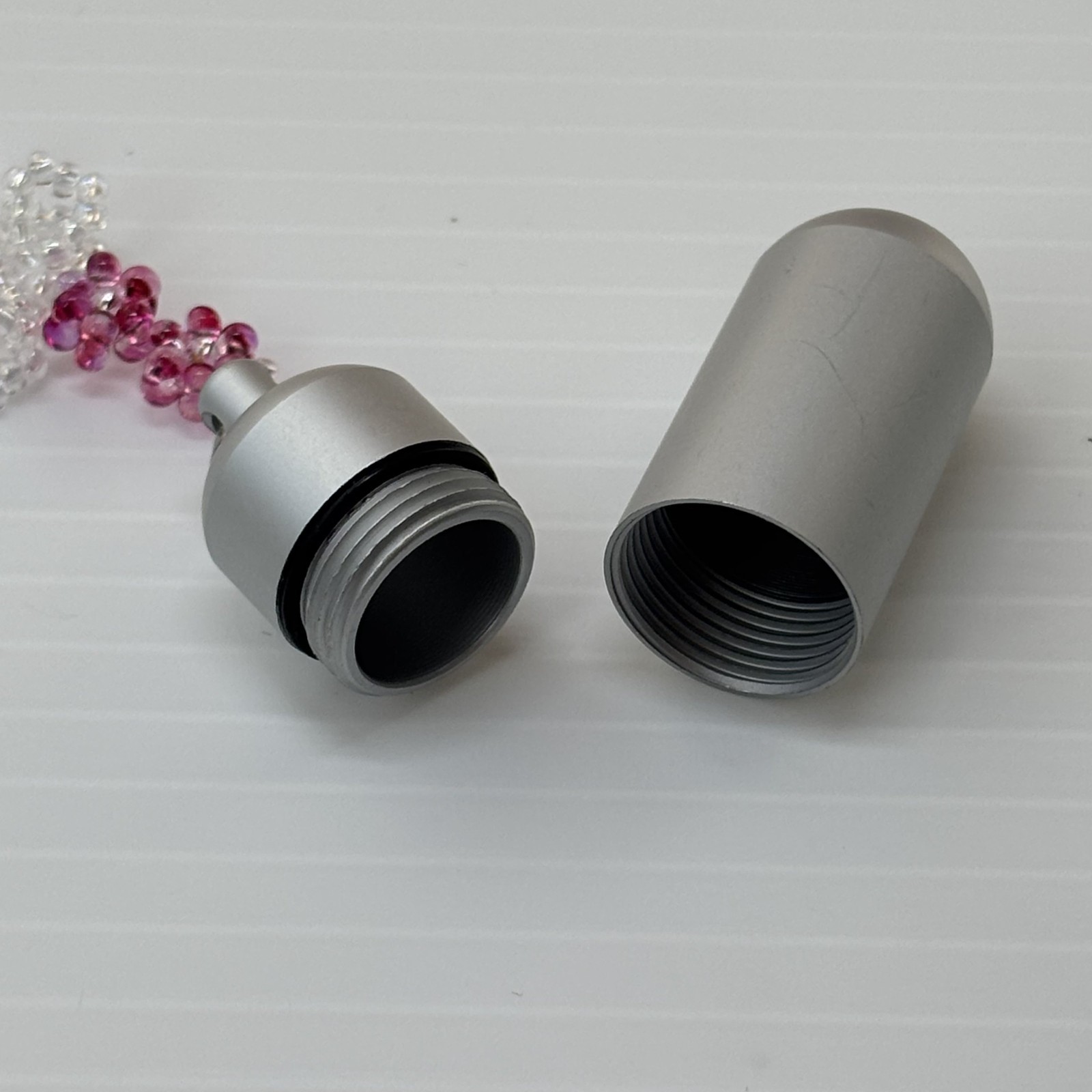 Cremation Ashes Keychain – Cremation Keepsake(pink flowers and white ribbon)