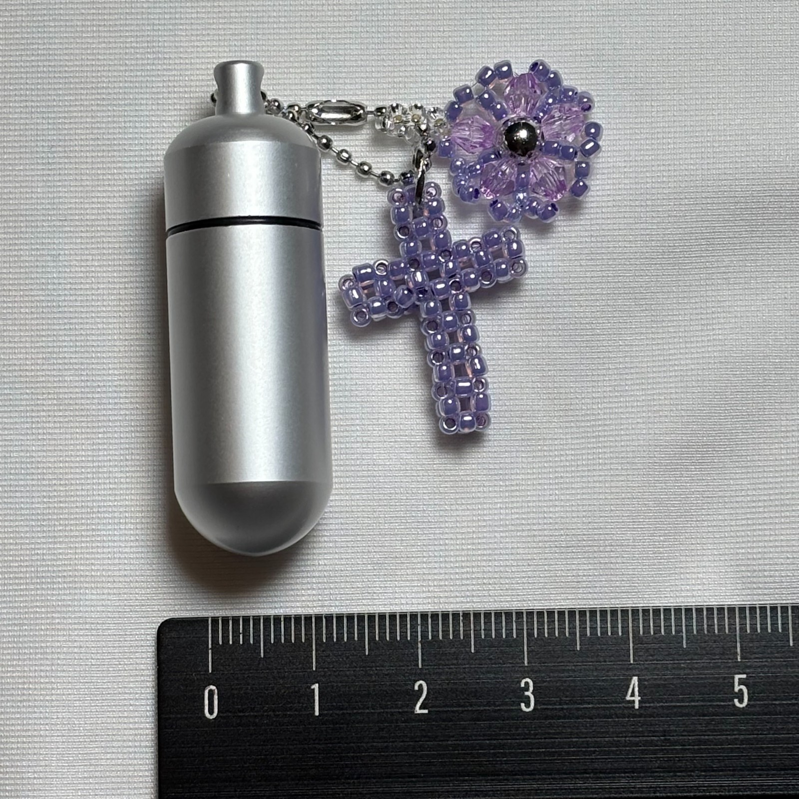 Cremation Ashes Keychain – Cremation Keepsake(paple cross and paple flower)