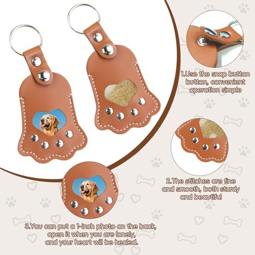 Dog Paw Fur Keychain, Dog Cat Hair Collector – Pet Memorial Gift, Cat Brown