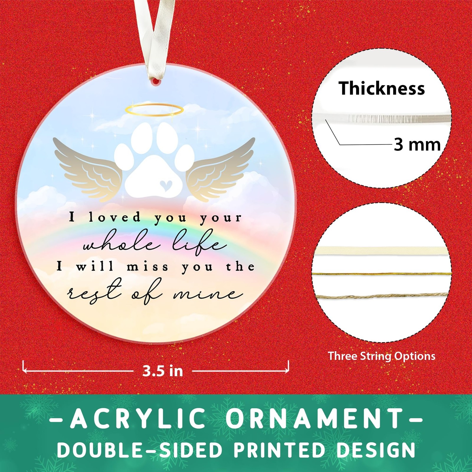 Rainbow Bridge Acrylic Keepsake – 3.5″ Round Pet Memorial Gift – in