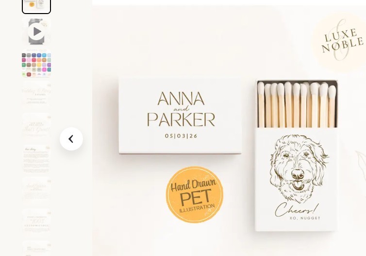 Dog Illustration Wedding Matchboxes | Personalized Pet Portrait Favors | C