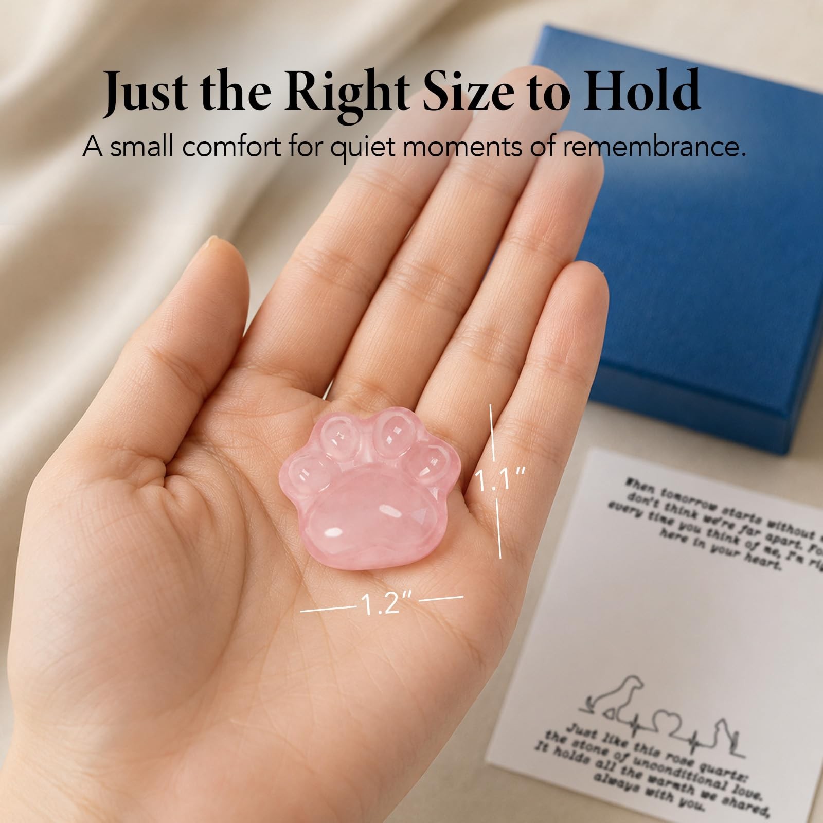 LIMGUVK Pet Loss Sympathy Gift, Rose Quartz Paw Heart Crystal with Pink