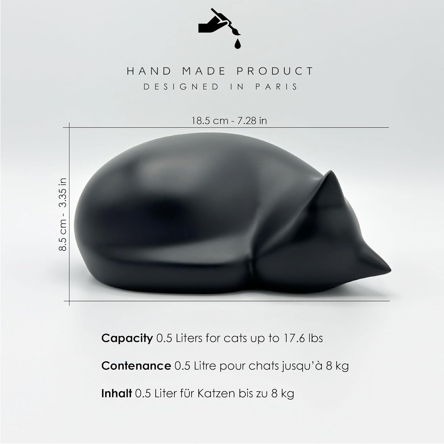 Sleeping cat Funeral urn, Black
