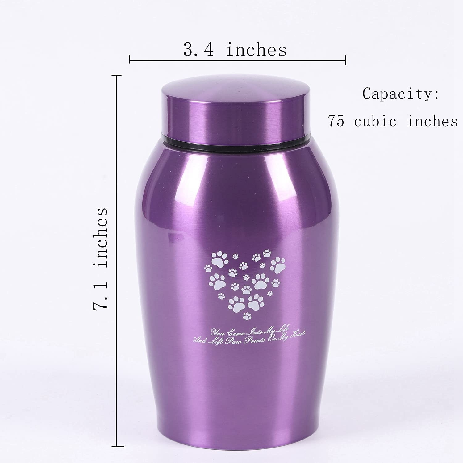 Stainlee Steel Pet Urns,Paws Engraved Dog Urn for Ashes,Cat Creamtion Urn for As