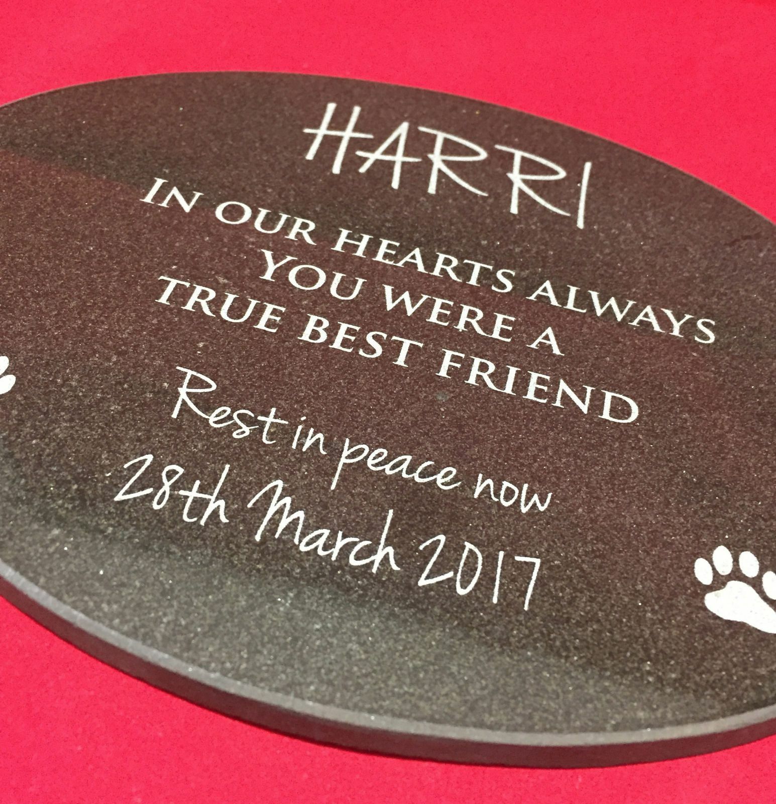 Pet Memorial Granite Plaque Oval personalised engraved