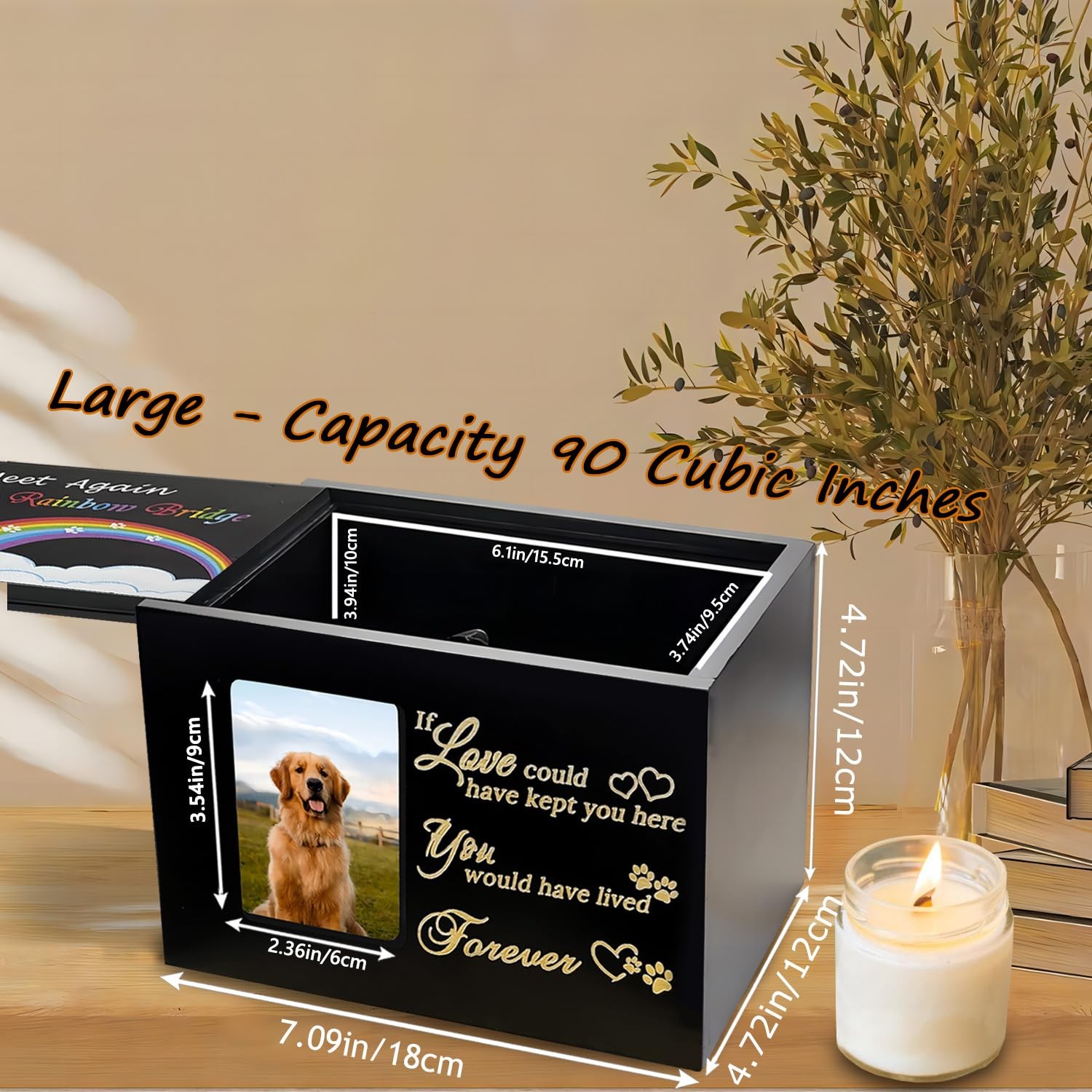 Sofunii Pet Urns for Dogs or Cats Ashes,Large Wooden Funeral Cremation Memori…