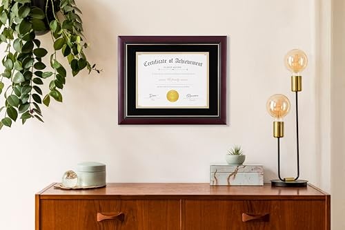 Picture Frame – Classic Cherry Wood, 11×14&8.5×11 with mat Velvet Mat,Black