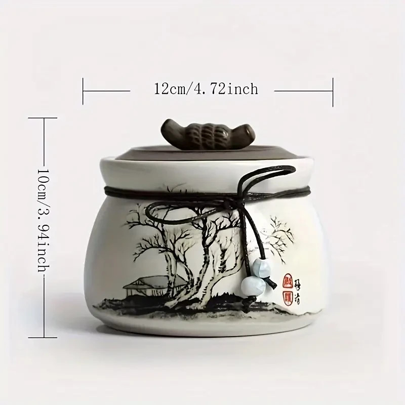 Tranquil Grove Pet Urn for Ashes – Hand-Painted Ceramic Memorial Jar for Dogs