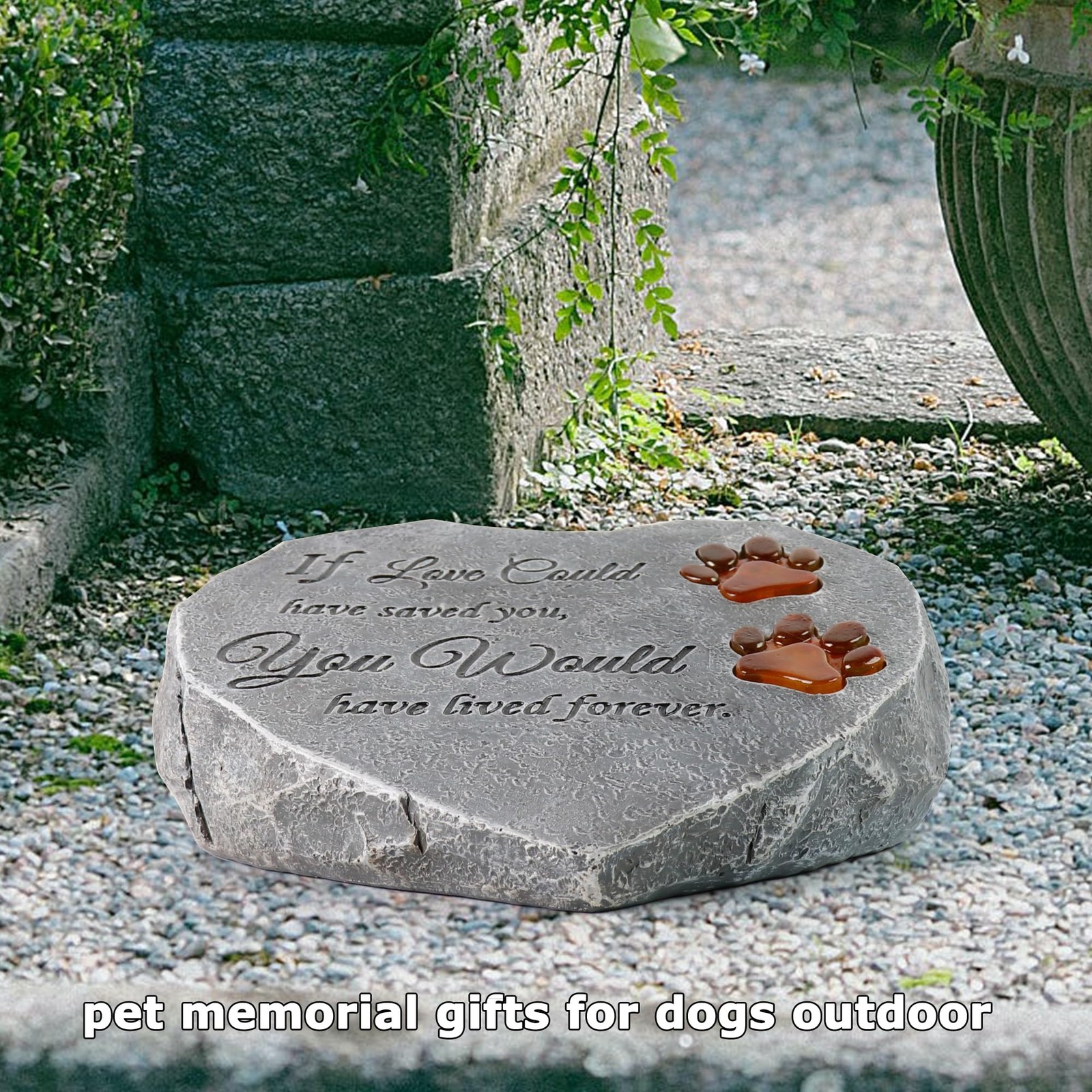 Solar Light Pet Memorial Stones Heart Shaped Dog Grave Markers Outdoor, Shinn…
