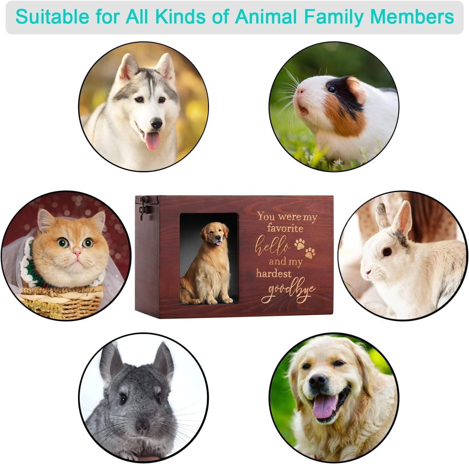 Memorial Urn for Dogs or Cats, Large Pinewood Design with Keepsake Compartment