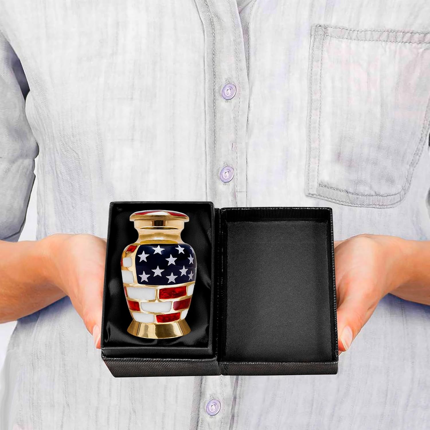 Trupoint Memorials Small Urns for Human Ashes Keepsake, Military and Patriotic