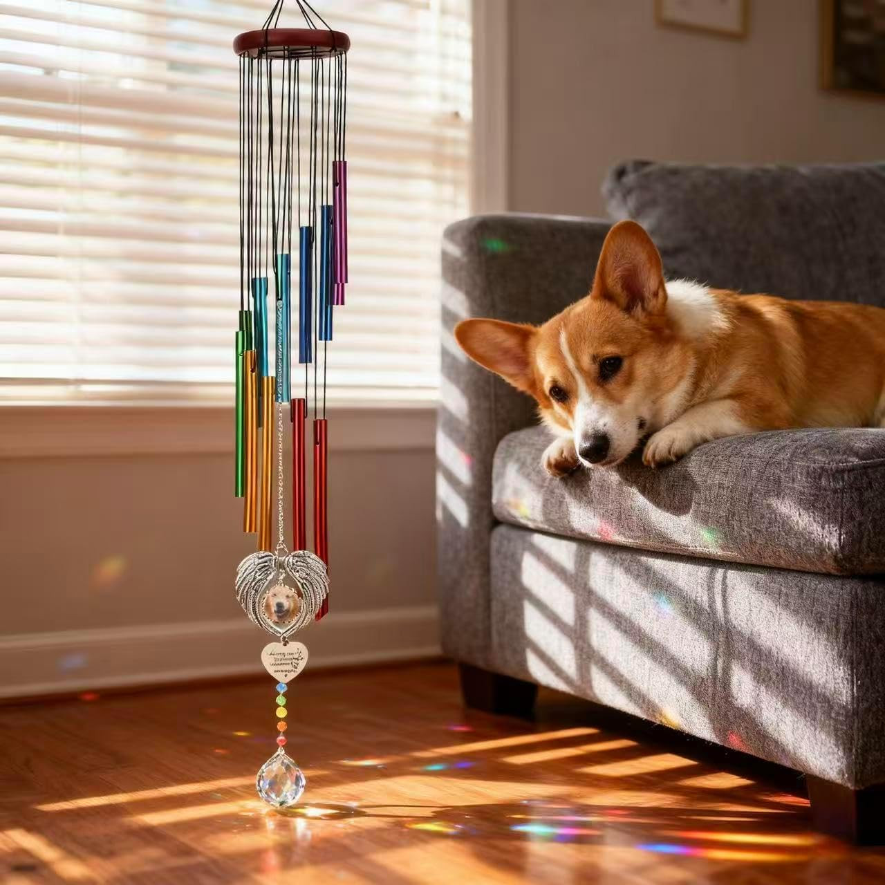 Dog Memorial Wind Chime, Sympathy Gift for Loss of Dog, Rainbow Bridge Remembran