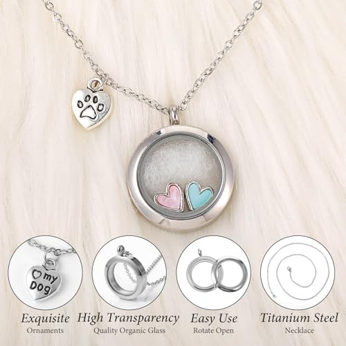 Pet Fur Memorial Necklace – Dog Cat Ashes Hair Keepsake – Small