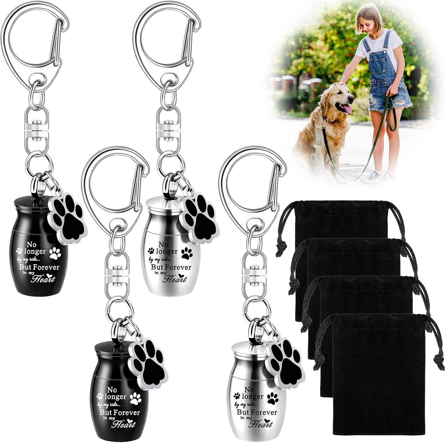 “4 Pcs Pet Urns Keychain Pet Ashes Keychain Dogs Keepsake Cremation Jewelry St..