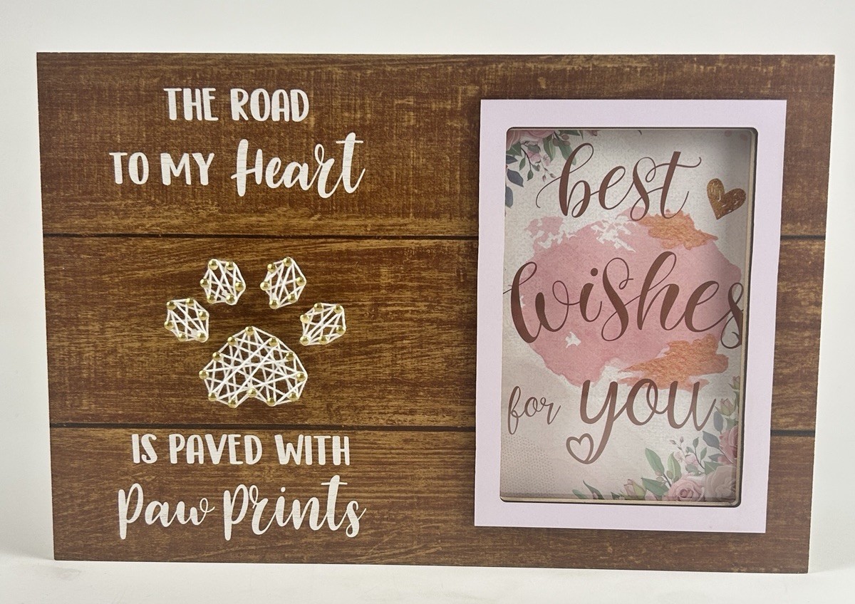 Dog Memorial Picture Frame Paw Prints “Road To My Heart” Pet Loss Gift 4×6