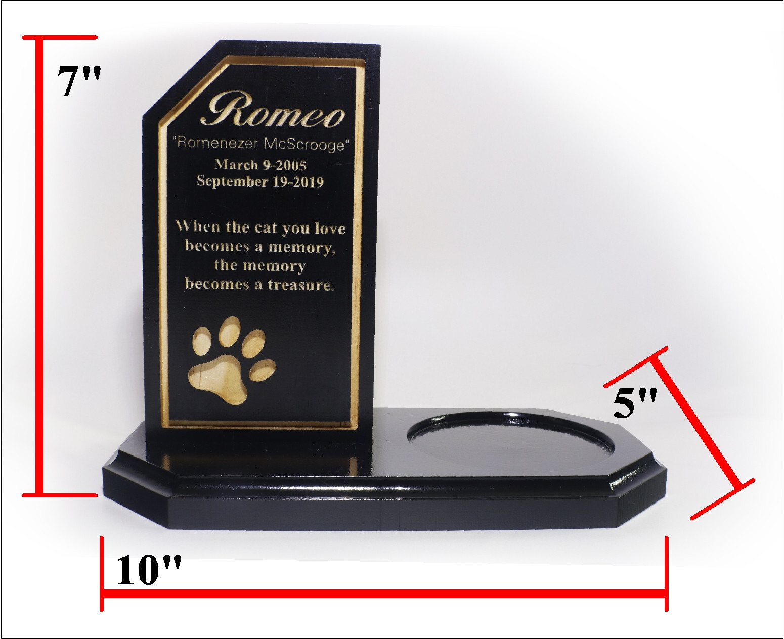 Custom Black Pet Memorial Urn Stand, Made to Order