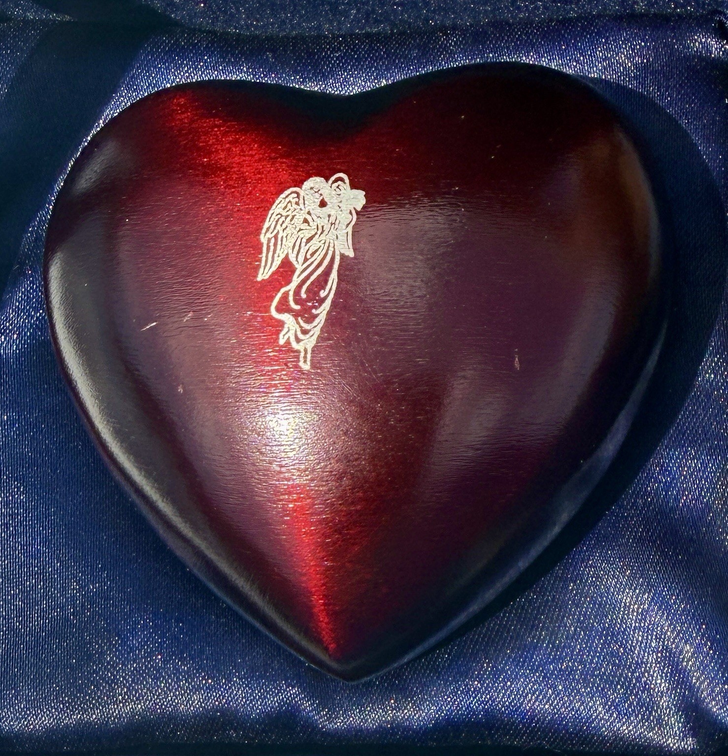 Terry Bear Small Maroon Angel Heart Shaped Keepsake Urn Pet Cat Dog Memorial Red