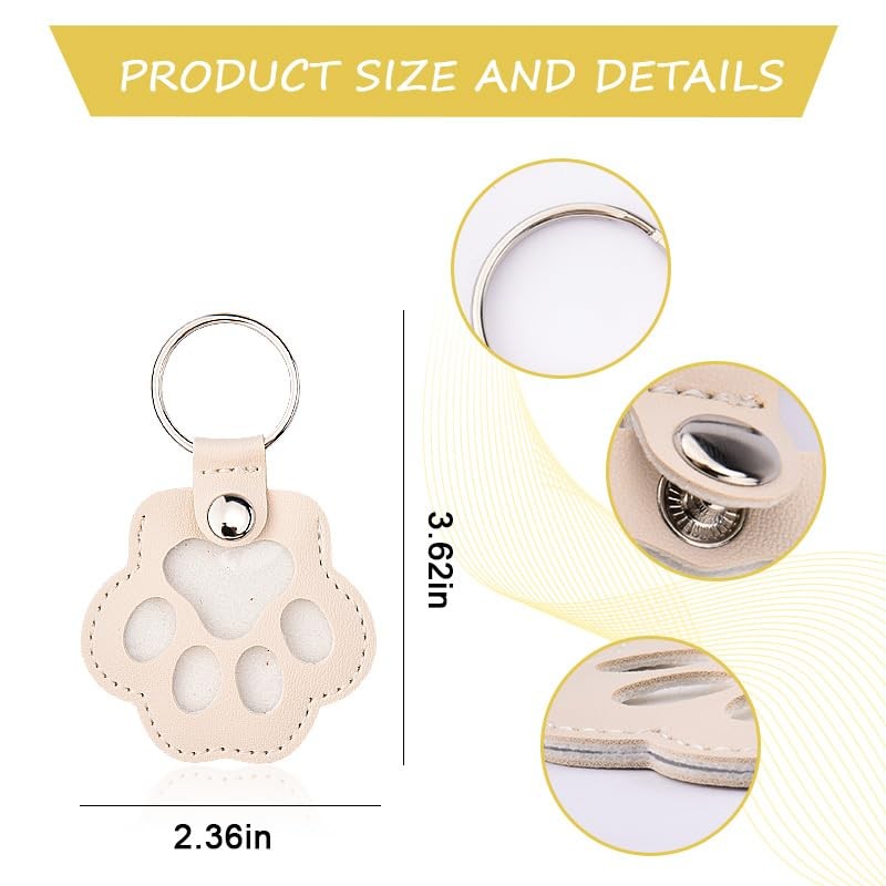 Pet Hair Keychain for Pet Lovers Paw Print Hair Holder Keepsake Storage Key C…