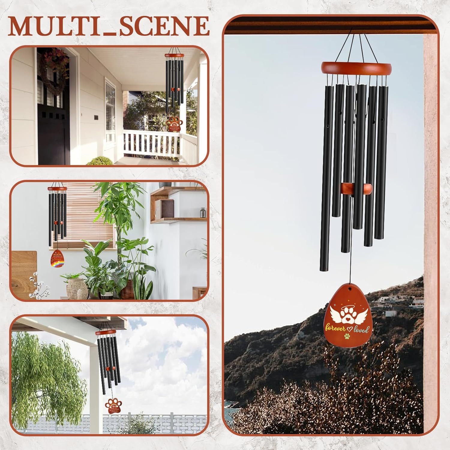 Dog Memorial Wind Chimes and Shadow Box, Pet Memorial Gifts for Dogs, Loss of Do