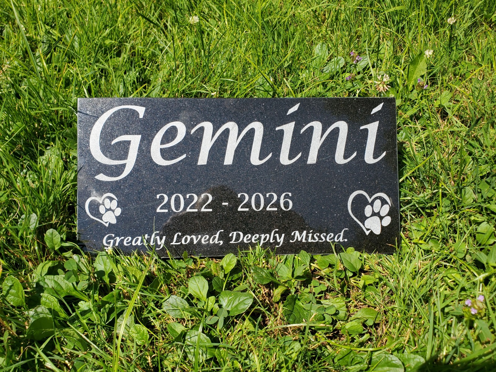 Grave Marker Headstone Garden Pet Loss Memorial Burial Stone Granite Plaque t26