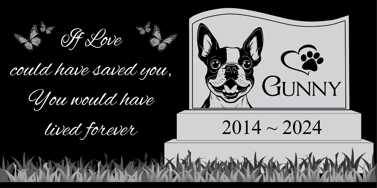 Pet memorial Engraved Marker, headstone Granite gravestone Boxer dog