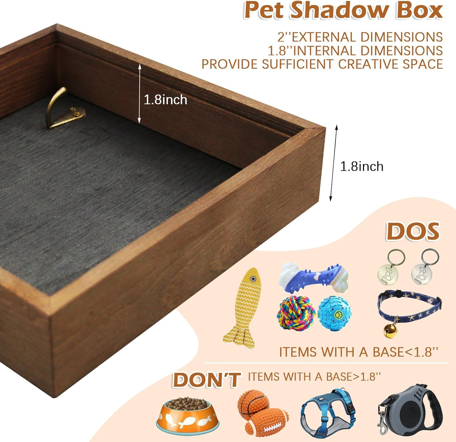 Pet Memorial Shadow Box – 8.6×8.6″ Keepsake Frame for Dog or Cat Mementos