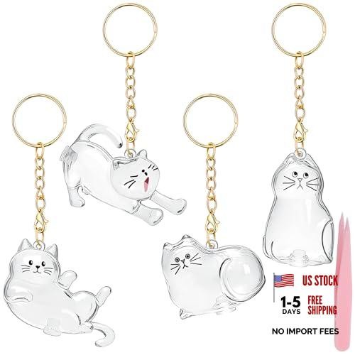 8 Pieces Pet Hair Keychain Cat Hair Keepsake Bottles Memorial Keychain White B