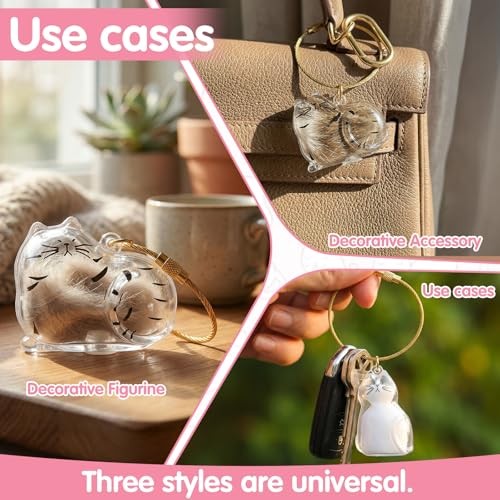 2pcs Cat Hair Keychain – Clear Fur Keepsake – Creative Cat Hair Pendant